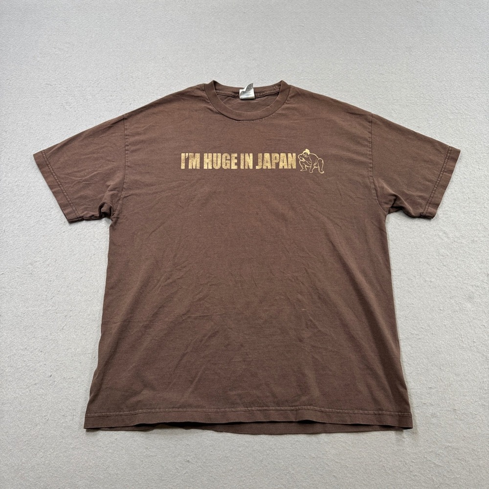 I'm Huge In Japan T-Shirt‎ Men's XL Brown Graphic Short Sleeve Biker Streetwear